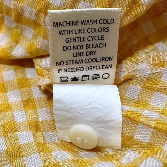 MAX STUDIO, YELLOW/WHITE, GINGHAM, SEERSUCKER TOP. WRAP WITH SASH TIE. SIZE M - Picture 8 of 8